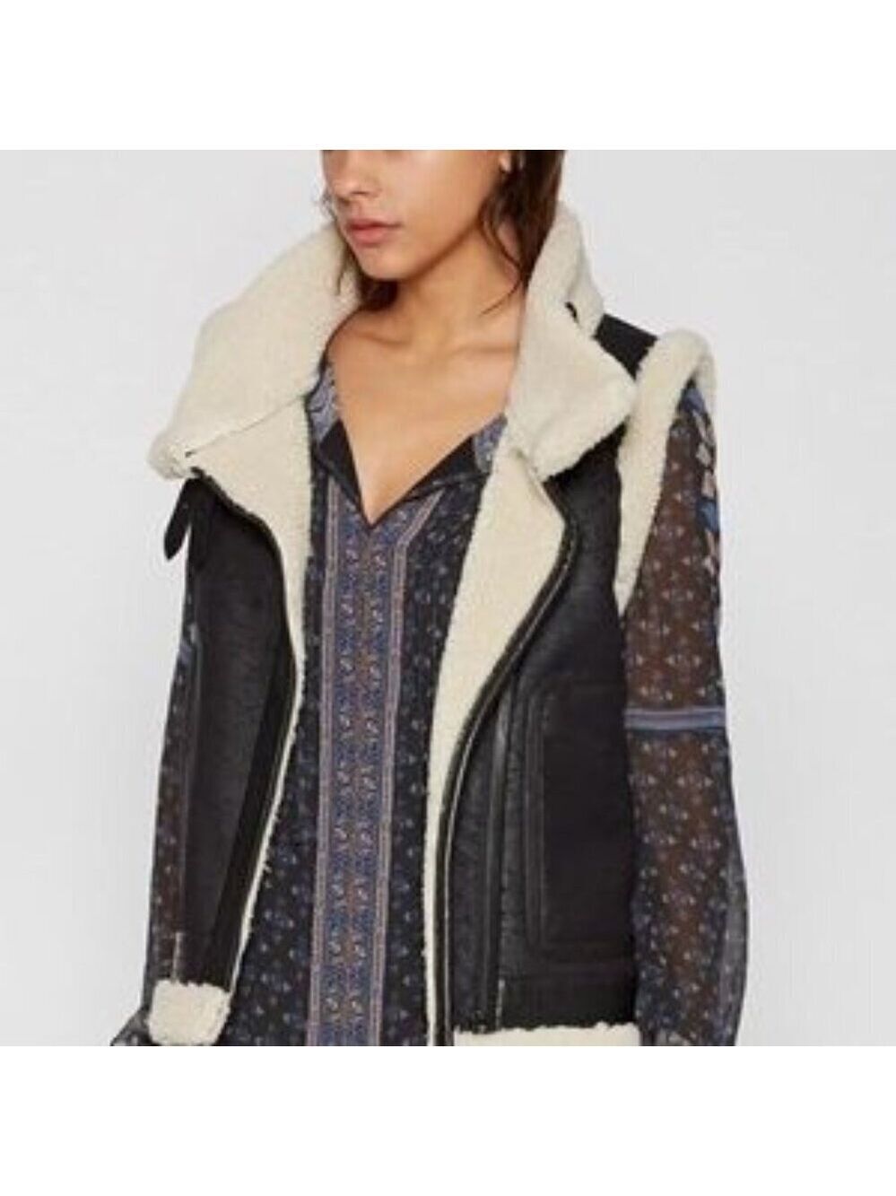 Joie Faux Shearling Lamb Leather Vest Size XS